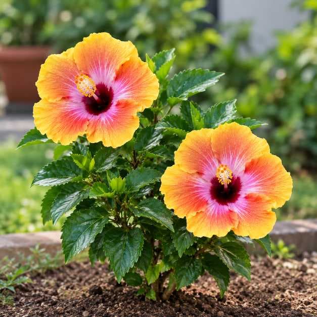 Australian Orange-Pink Hibiscus Plant