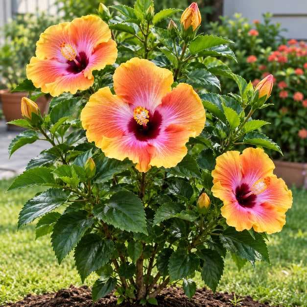 Australian Orange-Pink Hibiscus Plant